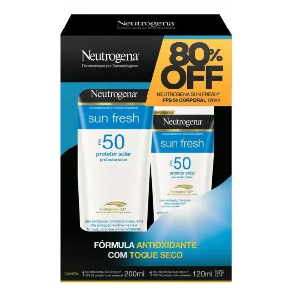 Kit Neutrogena Sun Fresh Fps 50 200ml+120ml 80% de Desconto na 2ª Unidade